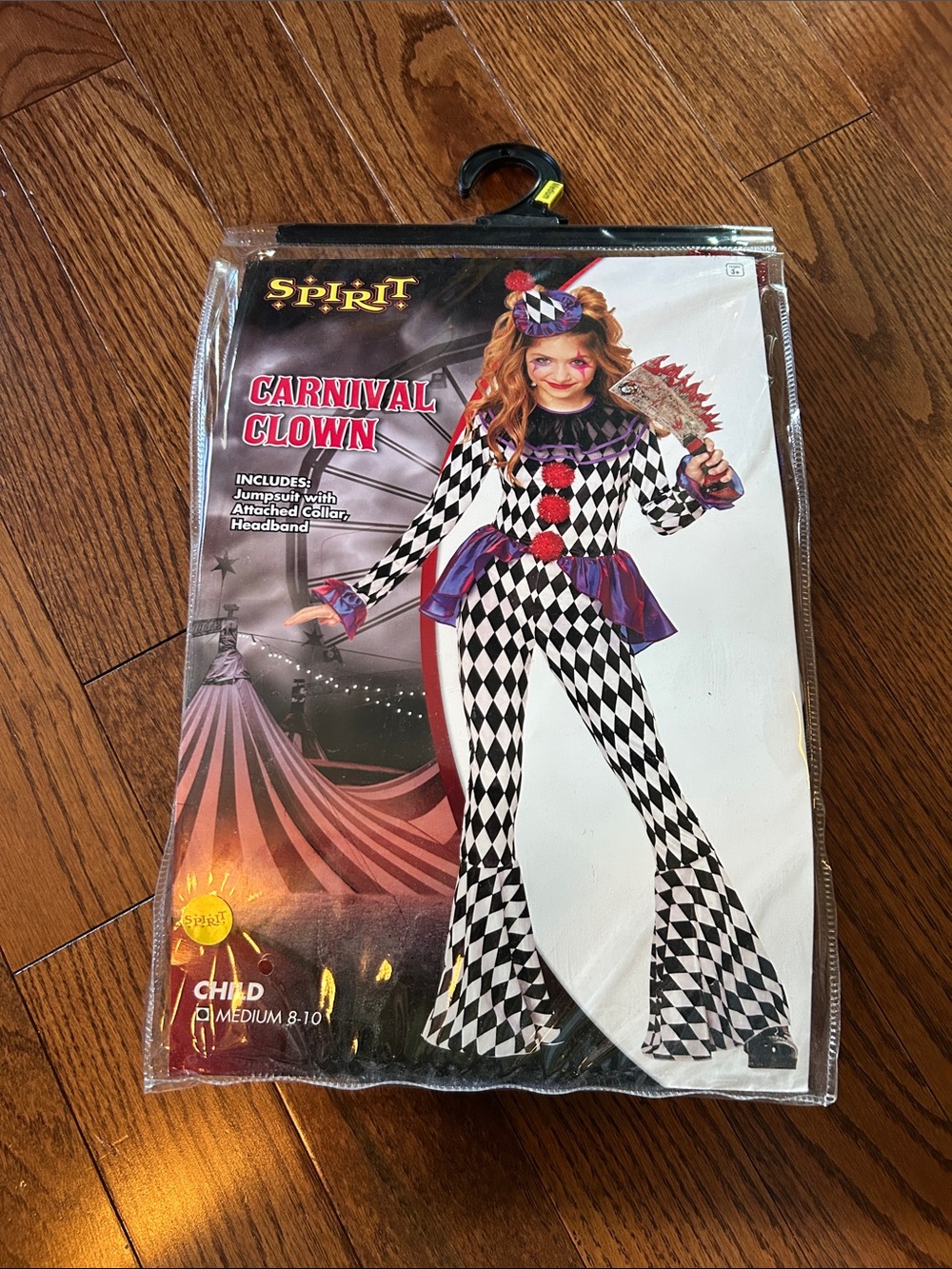 Spirit Carnival Clown Costume - Black, White, Purple, Red